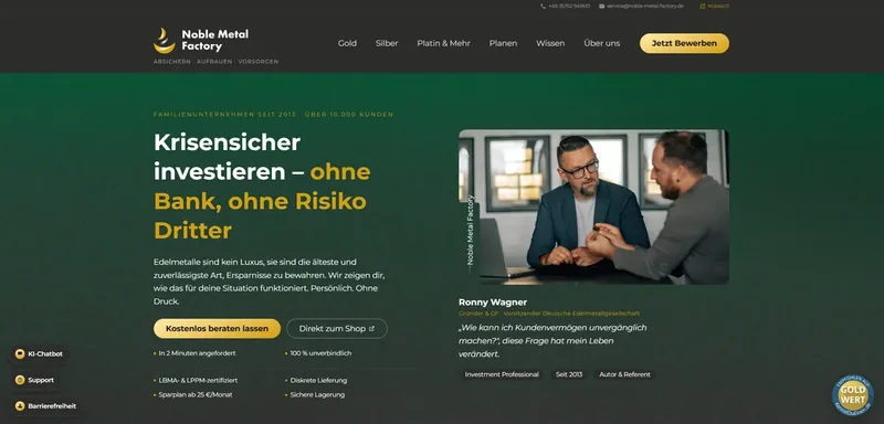 Startseite von Anlage in Gold